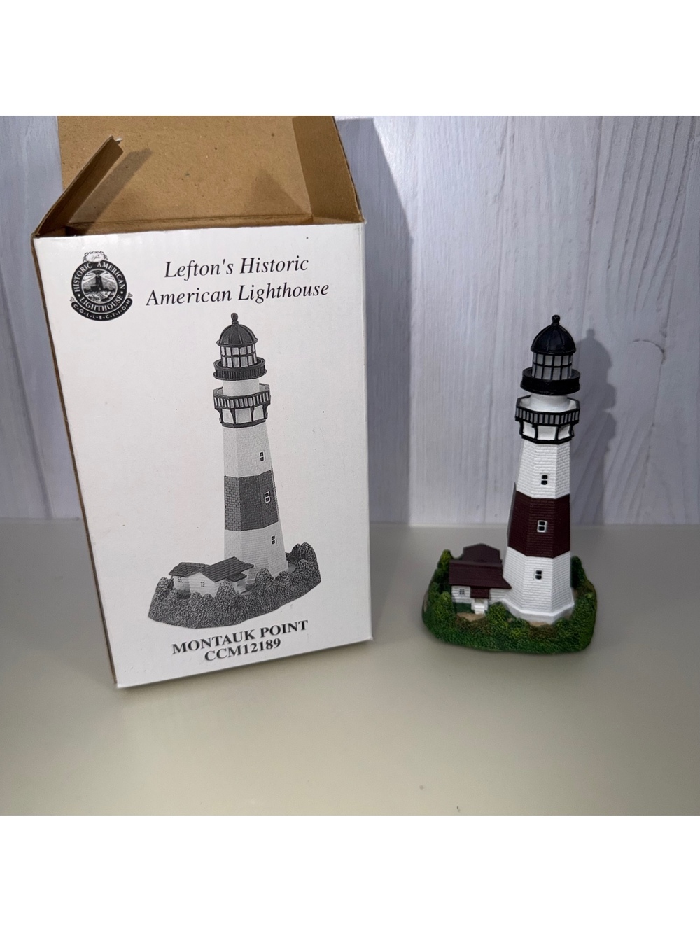 Lefton Historic American Lighthouse Montauk Point Figurine CCM12189 1998 w/ Box